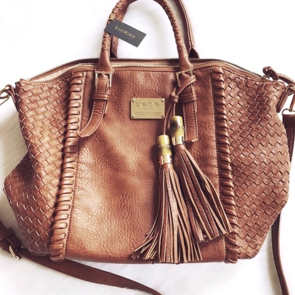 bebe Handbags - Bebe Lizbeth Woven Satchel